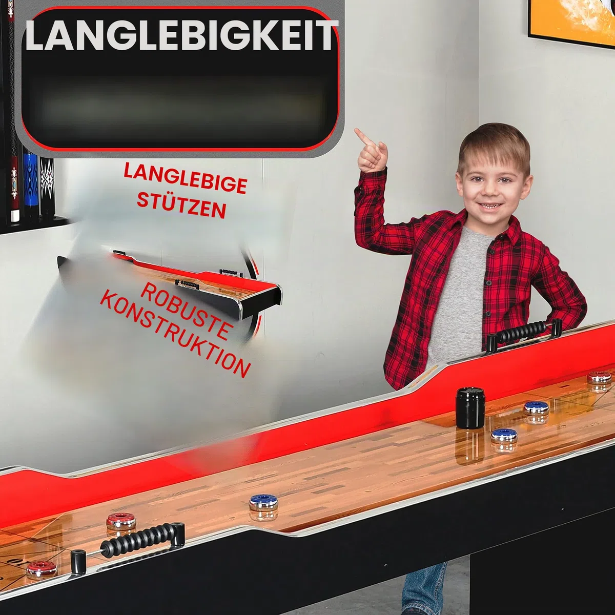 SereneLife Shuffleboard Holz - Lustiges Tischspiel für Indoor & Outdoor - Set mit Pucks, Staub & Co.