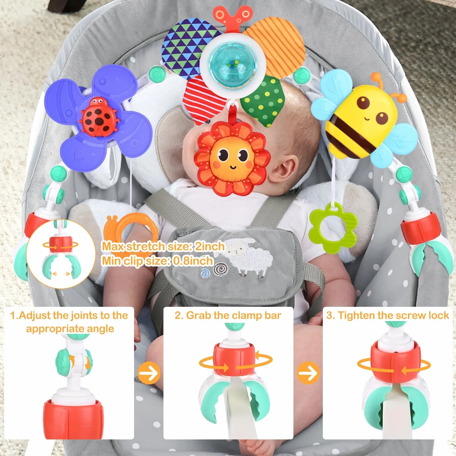 Bogen für Kinderwagen, Musikspielzeug Mobile Honeybee Krippe Spielzeug zum Mitnehmen (A)
