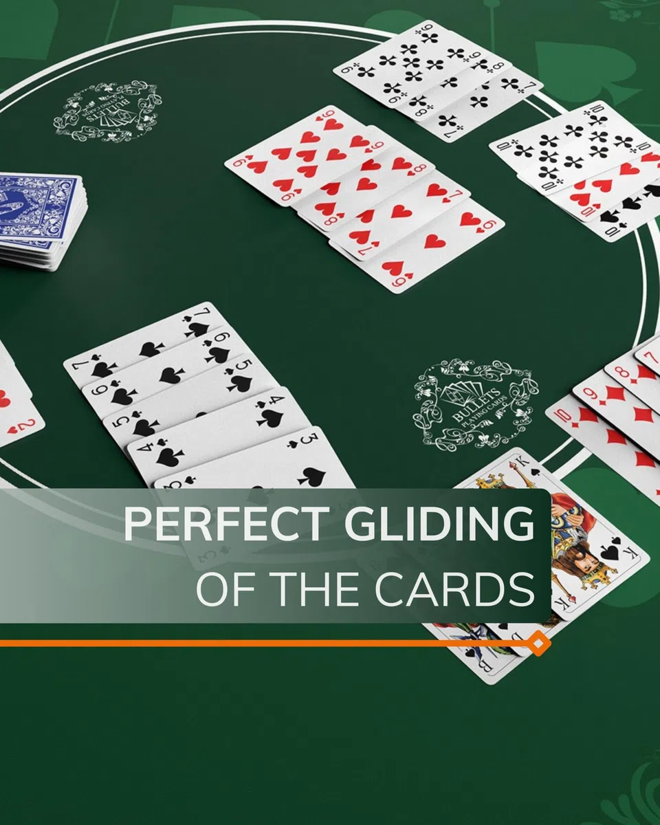 Bullets Playing Cards, Universal-Tischmatte für Gesellschaftsspiele und Kartenspiele, 180x 90cm, rechteckig, Deluxe Spielmatte