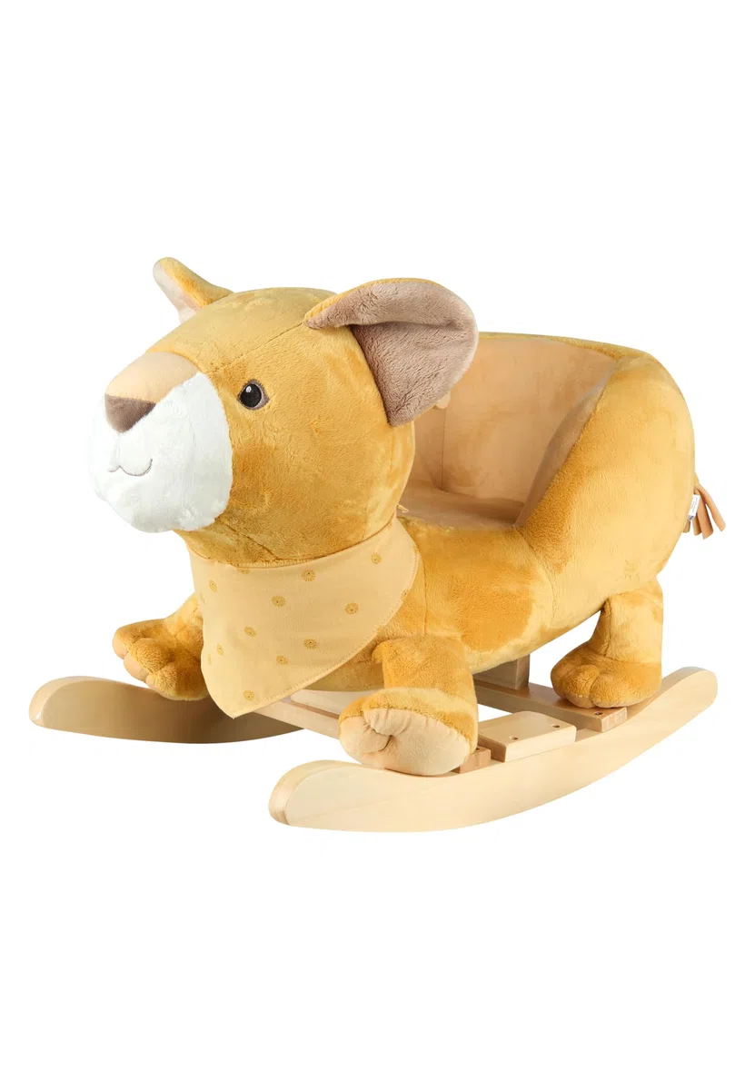 Sterntaler Schaukeltier Löwe Leo - Schaukelpferd aus Flausch & Holz - weiche Sitzfläche - Spielzeug Wippe für Kleinkind - Indoor - Geschenk Idee - Unisex, mattgelb