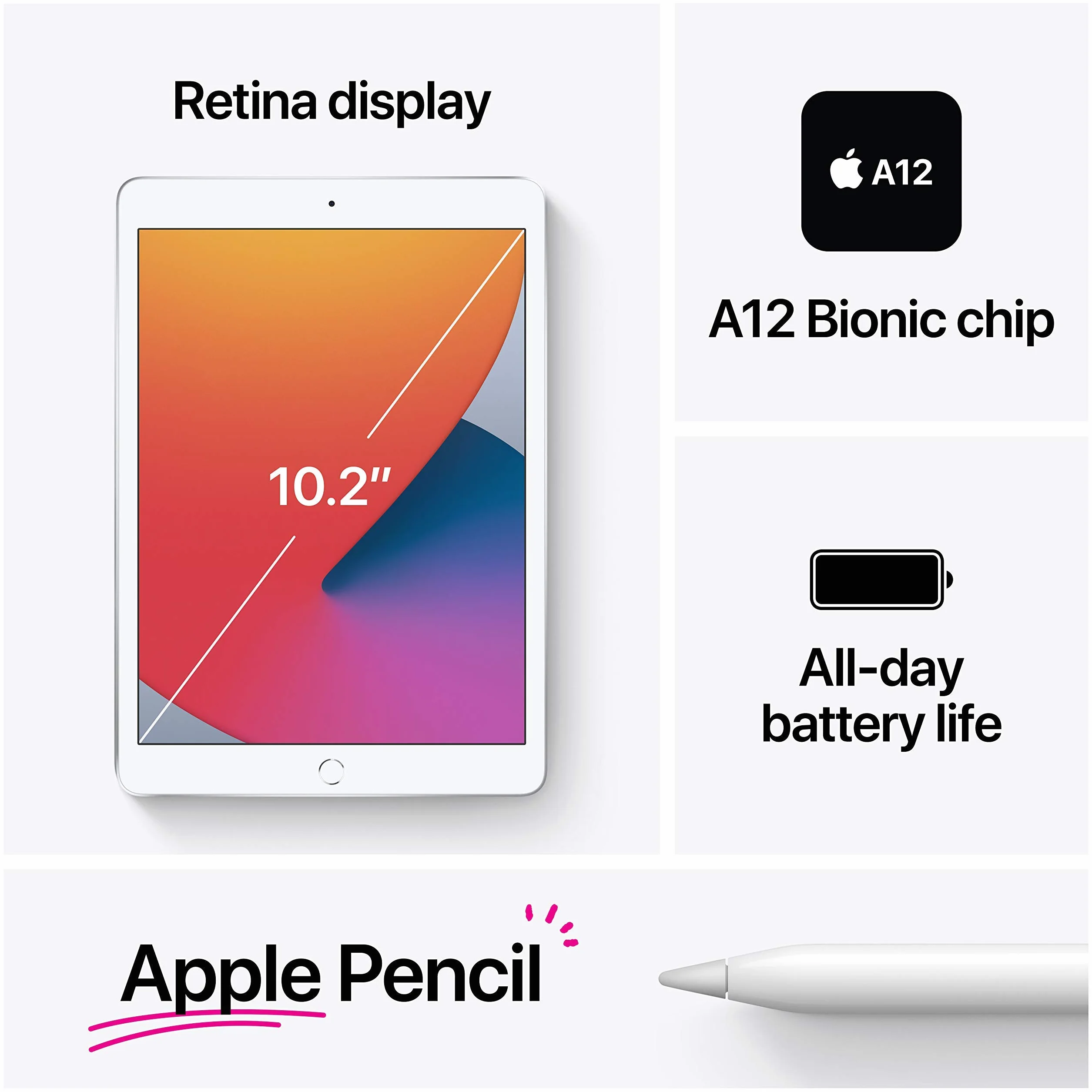 2020 Apple iPad (10,2-zoll, Wi-Fi, 32GB) Silber (Generalüberholt)