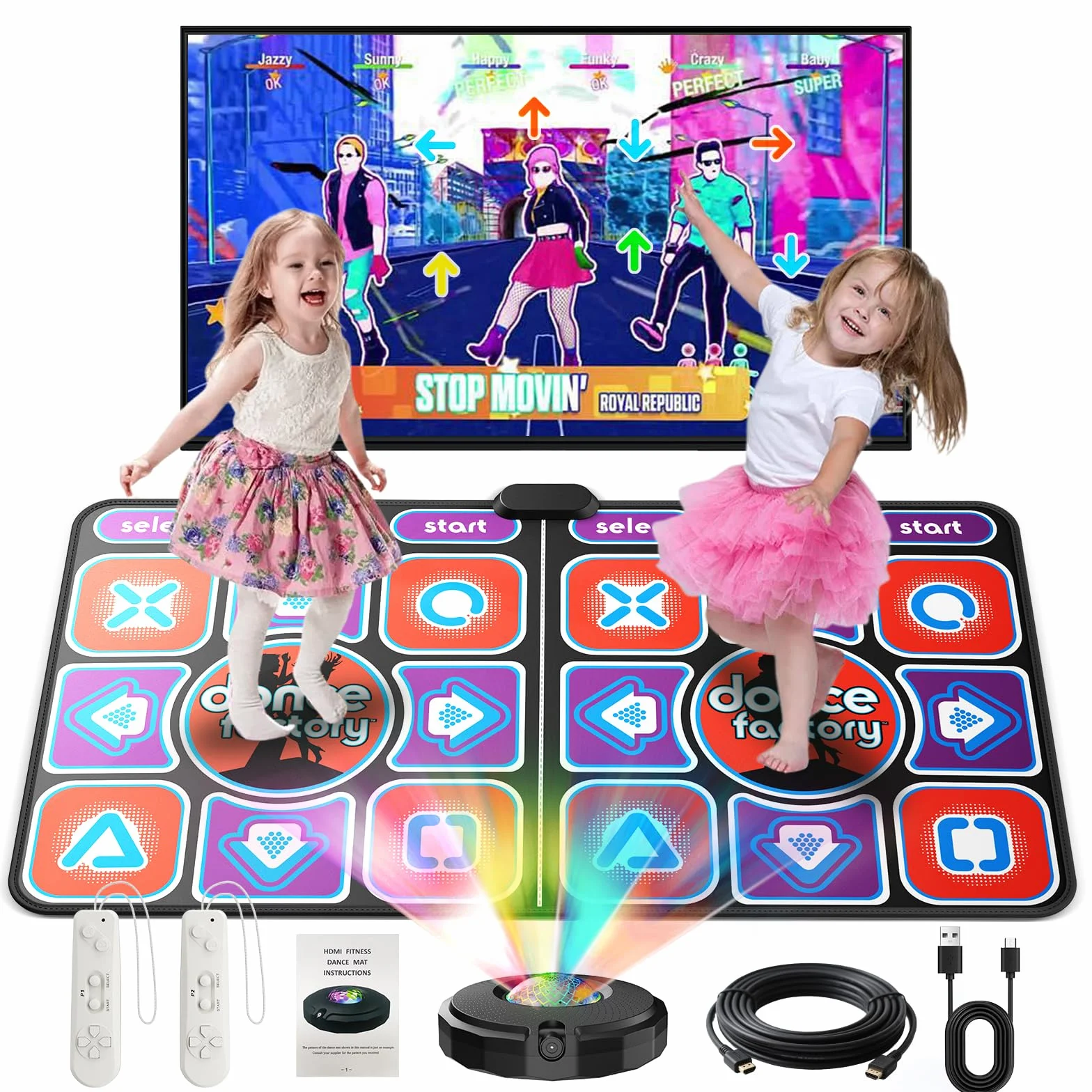 Interaktive Tanzmatte für TV mit Kamera – doppelte rutschfeste Musikmatte für Kinder und Erwachsene, verbesserte Modelle (166 x 93 cm)