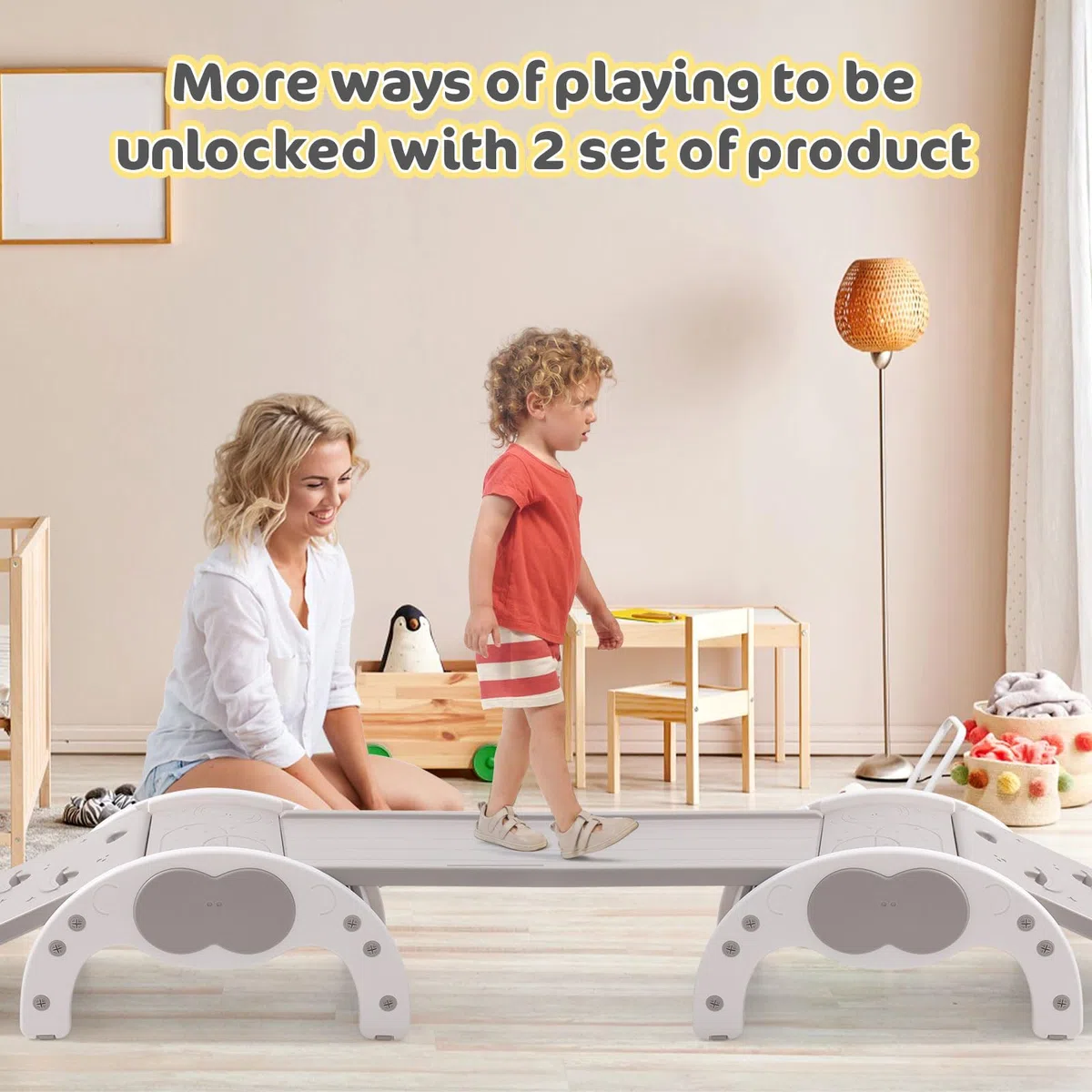 3 in 1 Montessori Indoor Klettergerüst Set für Kinder, Mittelgroßer Indoor-Spielplatz Kleinkinder-Kletterspielzeug Spielzeug