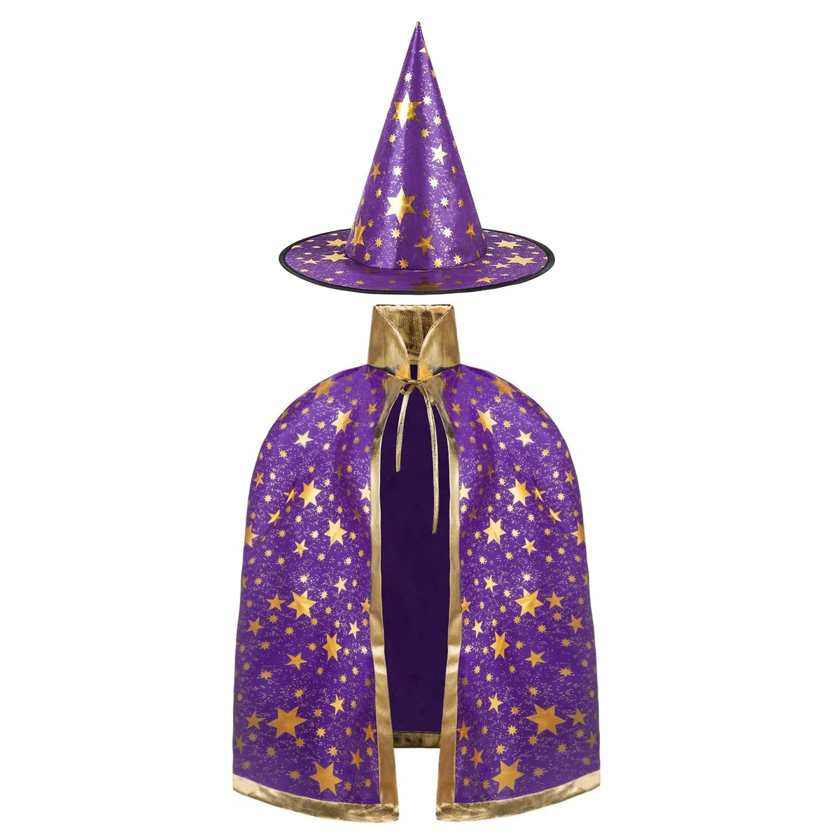 Kinder Halloween Kostüm, Zauberer Kostüm Kinder, Wizard Cape Witch Umhang mit Hut, Kinderkostüm Hexenhut Faschingskostüm für Karneval Fasching Cosplay Junge Mädchen