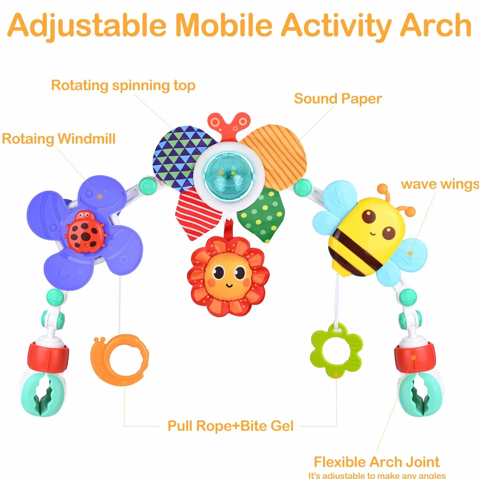 Bogen für Kinderwagen, Musikspielzeug Mobile Honeybee Krippe Spielzeug zum Mitnehmen (A)