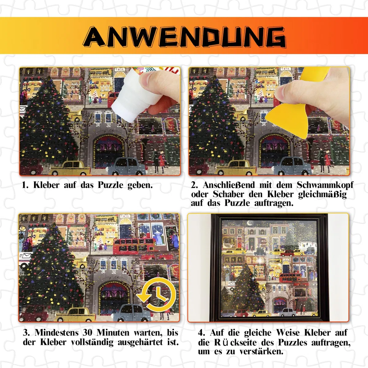 Puzzle Kleber Transparent, Puzzle Glue Mit Einfachem Schwammkopf und Applikator, Ungiftig Puzzelkleber, Puzzlekleber für 1000/2000 Teile, Geeignet für Kinder und Erwachsene (120ml*2)