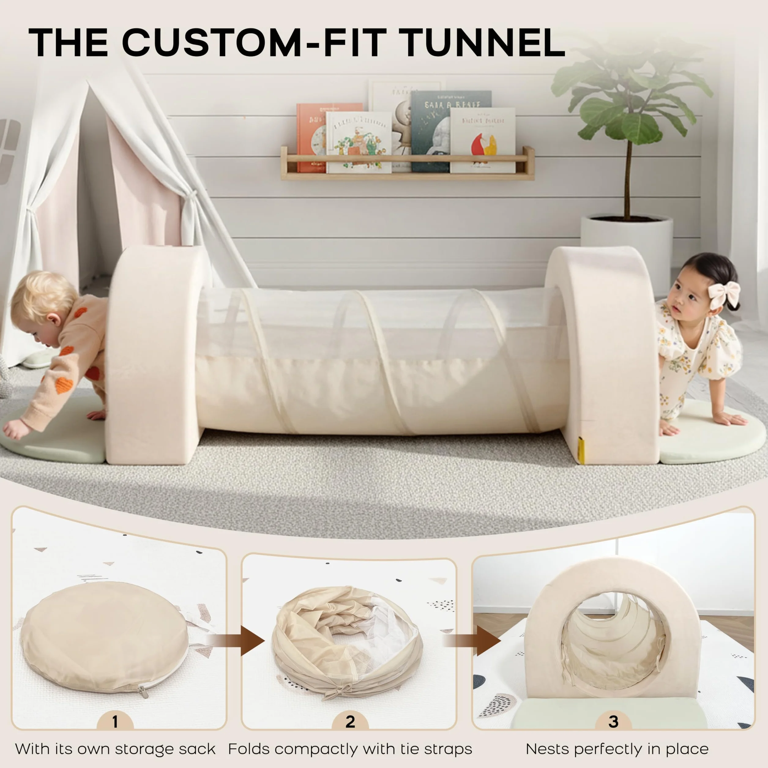 BanaSuper Schaumstoff Bausteine & Spieltunnel Set | XXL Kletterblöcke und Krabbeltunnel für Kinder | Sicherer Indoor Spielspaß für Baby und Kleinkind | EN71-zertifiziert Motorikspielzeug für Zuhause