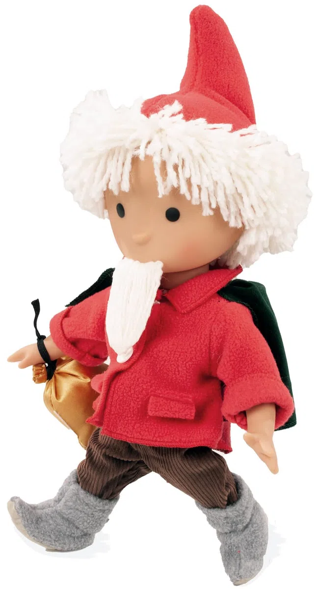 Götz Sandmann Puppe rot 65 Jahre Jubiläumsedition 37 cm mit Schlafsandbeutel und Musikwerk