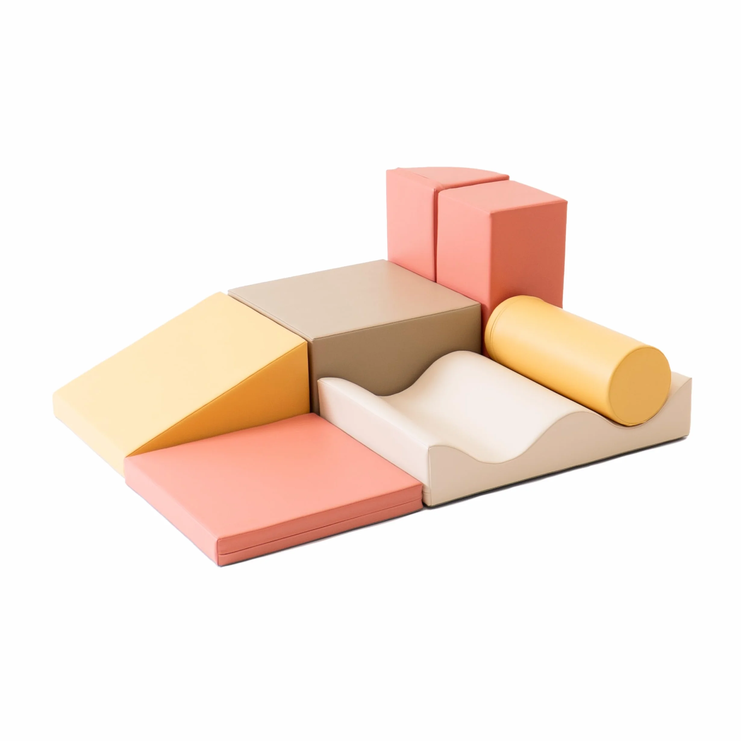 IGLU SOFT PLAY Discoverer 7er XXL Kletterbausteine & Schaumstoff-Bausteine Softbausteine Set für Kinder Montessori Hindernisparcours & Motorikspielzeug (Pastel Autumn)